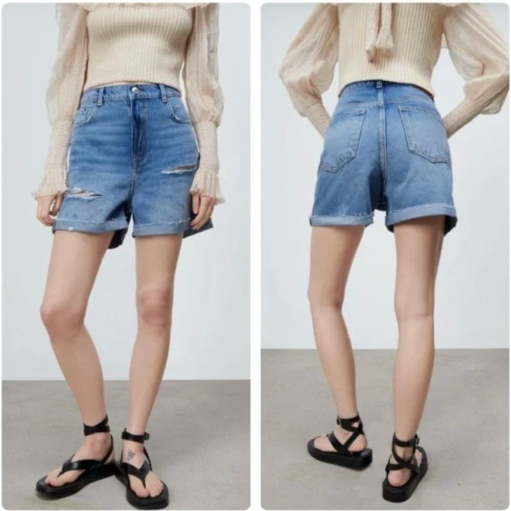NWT Zara 90s Bermuda Shorts in Tampa Blue